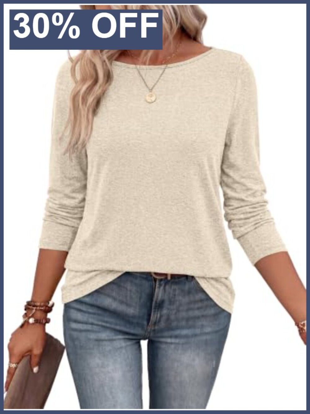 Womens Casual Long Sleeve Boat Neck Tunic Tee Loose Fit Pullover Top